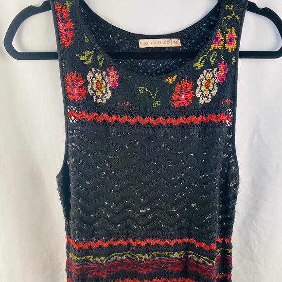 Anthropologie Cecilia Prado Rowan Black Knit Maxi Sweater Dress Medium Boho - Picture 9 of 9